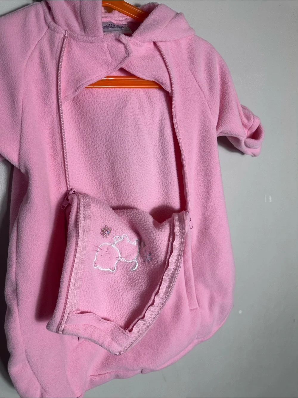 Y2K Pink Hooded baby bunting Fleece Suit